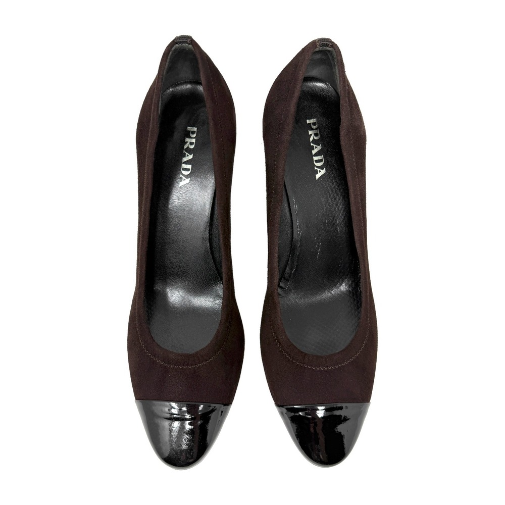 Prada Brown Suede Cap Toe Pumps Classic Heels‎ 40.5
